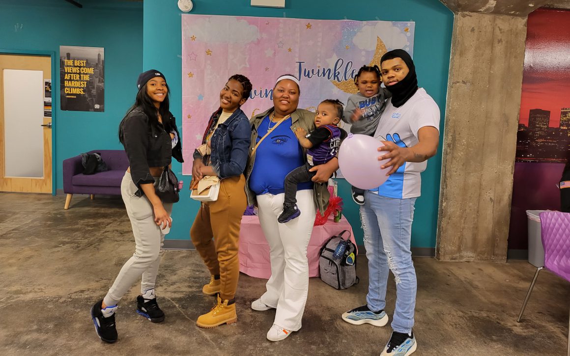Family at a baby shower